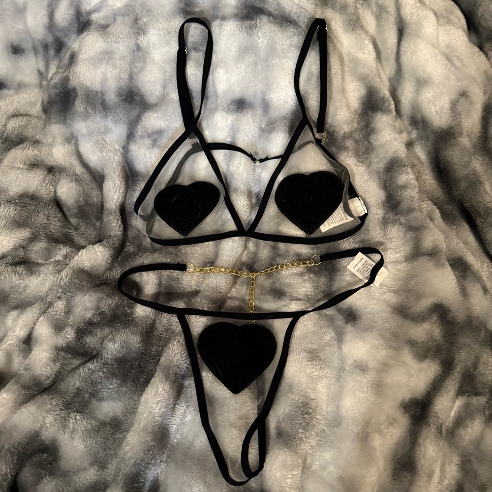 Black Heart Lingerie Set